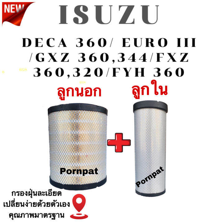 กรองอากาศเครื่องลูกใน-ลูกนอก-isuzu-deca-360-cv-cx-euro-iii-gxz360-344-fxz360-320-fyh-360-อีซูซุ-เดก้า-สุดคุ้ม