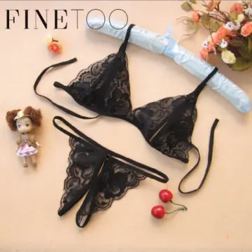 FINETOO Underwear Ladies Sexy Lace G-string Panties Floral Transparent Thong