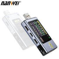 NANWEI แบบพกพา Digital Voltmeter Ammeter USB Tester TYPE-C โทรศัพท์มือถือ Quick Recharge Protocol การทดสอบการตรวจจับ Tester Trigger ความจุการวัด Ripple การวัด