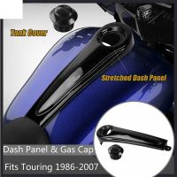 Motorcycle Stretched Dashboard Panel +Gas Tank Cap Cover For-Harley Electra Glide Touring FLHT Glossy Black