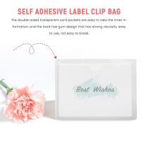60 Pack 3.5 x 4.7 Inches Self-Adhesive Label Holder Card Pockets Label Holder Clear Plastic Library Card Holder