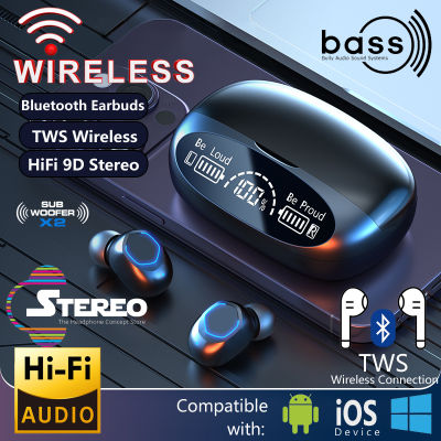 หูฟังบลูทูธ TWS หูฟังอินเอียร์ไร้สาย ไมโครโฟน HD ในตัว เสียงไฮไฟเบสหนัก 9D สเตอริโอ ชุดหูฟังน้ำหนักเบา ลดเสียงรบกวน หูฟังกันน้ำ IPX5 พร้อมกล่องชาร์จ Bluetooth Earbuds Wireless In-Ear Earphone Built-in HD Microphone HiFi Heavy Bass 9D Stereo Sound Lightwei