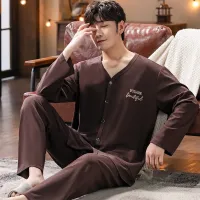 kimonopyjamas comfort set loungewear long sleeve plus size sleepwear pajamas men cotton