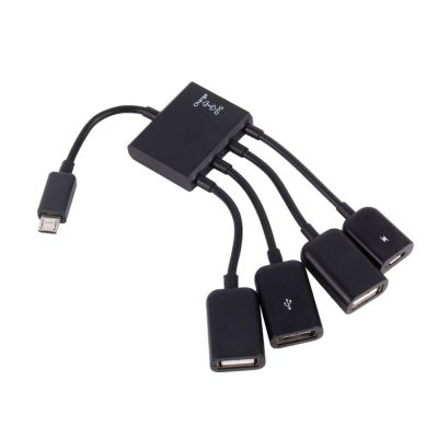 Adaptor Konektor Kabel Hub Pengisi Daya OTG USB Mikro 4 Port untuk Ponsel Pintar Komputer Tablet PC