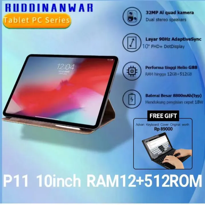 2022 Tablet Asli Baru Tablet HD10 Tab 10.1inch 8GB + 256GB Jaringan