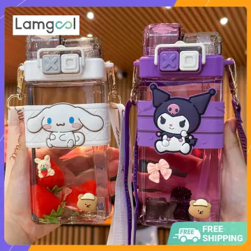 Anime Sanrioed Kawaii My Melody Kuromi Cinnamoroll Transparent Plastic Cup  Shaker Cup Student Water Cup Large