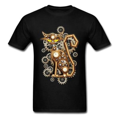 Family Steampunk Cat Vintage Copper Toy T Shirt For Men Mother Day Cotton Fabric T Shirts