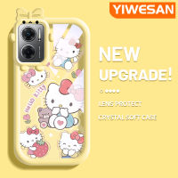 YIWESAN เคสสำหรับ Xiaomi Redmi 10 5G Redmi Note 11E 5G Redmi 11 Prime 5G เคสการ์ตูนน่ารักลายเฮลโลคิตตี้แฟชั่นใหม่กันกระแทกเคสโทรศัพท์โปร่งใสน่ารักเคสนิ่มซิลิโคนป้องกันเลนส์กล้องมอนสเตอร์ตัวน้อย