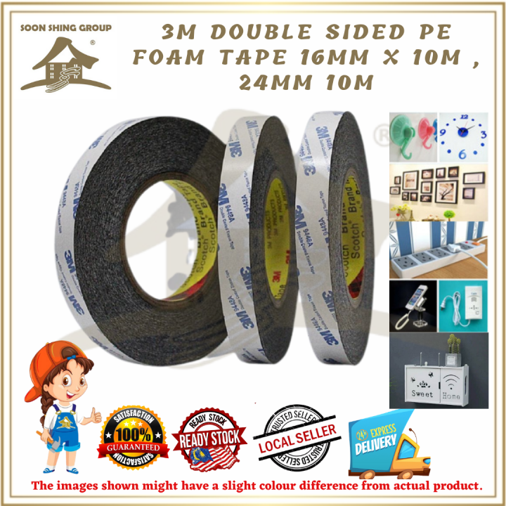 3M DOUBLE SIDED PE FOAM TAPE 16mm x 10m , 24mm x 10m | Lazada