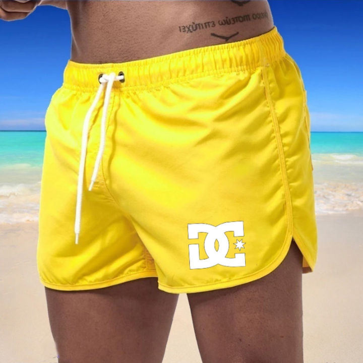 mens-summer-newest-sports-four-points-shorts-fashion-solid-color-elastic-lace-up-pants-dc-printed-casual-male-beach-sweatpants