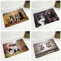 (ร้อน) Scotland Border Collie Floor Door Mat Non-Slip Decor Dog Animal Doormat Soft Flannel Rug For Hallway Kitchen Room Car