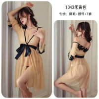 2023 Hot Long Night Sexy Underwear Hot Sexy Bed Temptation Womens Sexy Pajamas Pure Wind Womens Bathrobe 1043