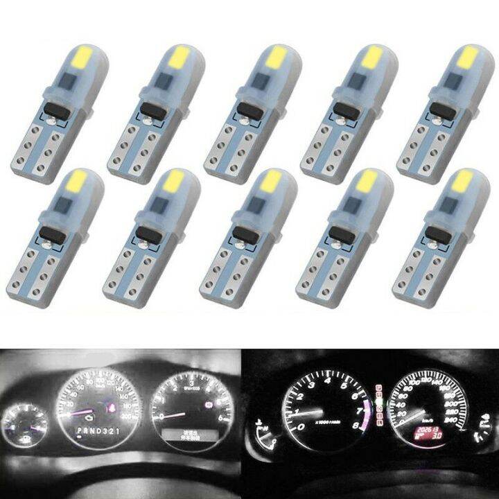 10 Pcs T5 3014SMD 2LED 12V WedgeDashboard Instrument Panel Light
