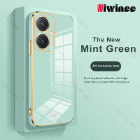 NIWINEE เคสมือถือชุบโลหะขอบแฟชั่นสำหรับ VIVO Y27ฝาหลังป้องกันการกระแทกแบบนิ่มสำหรับผู้หญิงป้องกันการตก