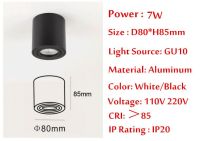 Adjustable LED Round Surface Mount Trimless Downlight GU10 Fixture Cylinder Ceiling Down Spot Light Bedroom Lamp GU 10 Fitting