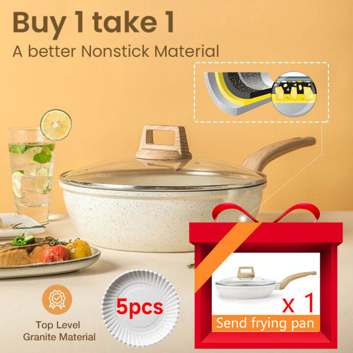 Buy 1 Take 1 Cosy Non Stick Fry Pan With Lid and Spout, PFOA Free