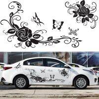 4PCS Fashion Butterfly Love Flower Car Applique Rose Flower Decoration Body Vinyl Applique Headdress Applique Auto Accessories