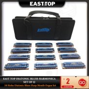 Easttop T008K-12 Diatonic Hòa Tấu Blues Bộ 12 10 lỗ Diatonic Blues Harp