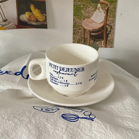 LadyCC Retro Blue English Pure White Coffee Cup Ceramic Coffee Mugs