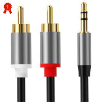 อะแดปเตอร์ตัวแยกสัญญาณดูเอิ้ล Rca สายสัญญาณเสียงบัวขนาด3.5มม. 1ถึง2สายเคเบิลเชื่อมต่อสำหรับลำโพงโทรศัพท์มือถือคอมพิวเตอร์