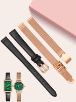 hot style leather watch strap for women suitable Fiyta green Milanese steel