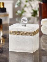 Resin Cotton Swab Box With Crystal Toothpick Holder Tissue Case Ashtray Storage Boxes For Home Decor