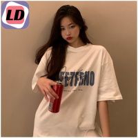 LD Giro เสื้อ BFETFRNO -Oversize- เสื้อยืด สไตล์เกาหลี ลายอังกฤษ สองสี เสื้อยืดนิ่ม แขนสั้นแฟชั