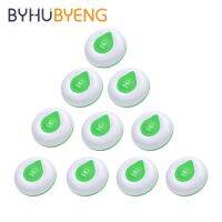 BYHUBYENG 10pcs White Green Wireless Call Buttons for Pager Restaurant Calling Waterproof Long Operating Range Elderly Patient