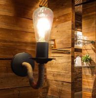 Vintage Farmhouse Wall Sconces โคมไฟชนบทอุตสาหกรรมโคมไฟติดผนังโคมไฟติดผนังเชือกกัญชาในร่มสำหรับบาร์ Porch Garage