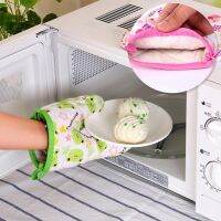 【CW】 New 1pc Oven Mitts With Non-Slip Silicone Printed Cotton Heat-insulation Gloves Household Accessories