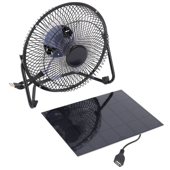 black-solar-panel-powered-usb-5w-metal-fan-8inch-cooling-ventilation-car-cooling-fan-for-outdoor-traveling-fishing-home-officeth