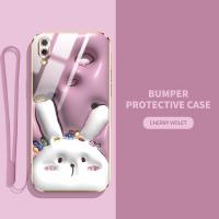 เคสสำหรับ Vivo โทรศัพท์ Y1S Y91C 1820 1929กระต่ายน่ารักการ์ตูนสายคล้องคอลายสุนัขฝาครอบด้านหลังกันกระแทกป้องกันรอยขีดข่วนป้องกันการตกหล่น