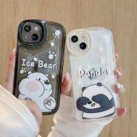 การ์ตูนน่ารักเราหมี Bare Bears หมีน้ำแข็งเคสโทรศัพท์มือถือแพนด้ากับโทรศัพท์ที่มองไม่เห็นที่จับสำหรับ iPhone 14 Pro Max 14 Plus 13 Pro Max 12 Pro Max ซิลิโคนนิ่มฝาครอบด้านหลังสำหรับ iPhone 11 Pro Max