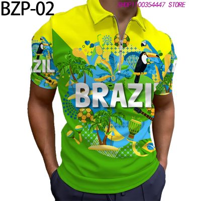 เสื้อโปโลสำหรับผู้ชายชุดทางการ2023ใหม่รุ่นลำลองพิมพ์ลาย3D แบบ HD เสื้อยืดแฟชั่นเสื้อโปโลแขนสั้นฤดูใบไม้ผลิฤดูร้อนบราซิล