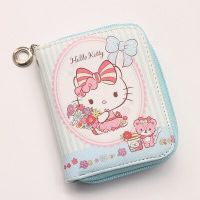 Hello Kitty กระเป๋าสตางค์ใบสั้นการ์ตูนอนิเมะเด็กนักเรียนหญิงซิปมือ Dompet Koin น่ารักเด็กผู้หญิงเหรียญขนาดเล็ก Dompet Koin ของขวัญกระเป๋าเงิน