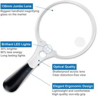 Extra Large LED Handheld Magnifying Glass with Light - 2X 4X 10X Lens - Best Jumbo Size Illuminated Reading Magnifier for Books