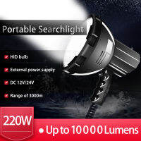 Portable Flashlight Super Potent Xenon Searchlight HID 10000 Lumens High Power Spotlight for Hunting 12v Torch Fishing Camping