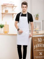 Blue White Chef Apron for Men Women Printing Embroidered Logo Cafes Grill China Restaurant Kitchen Bib Cooking Clothes Supplies Aprons