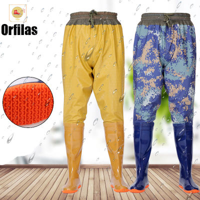Orfilas 🦺กางเกงกันน้ำ ชุดเอี้ยมกันน้ำ ยางสังเคราะห์ / PVC ไซส์ 36-45 กันเชื้อโรค น้ำท่วม ลุยน้ำ galoshes ผู้ชายขนาดใหญ่, รองเท้าน้ำ, รองเท้าฟาร์ม