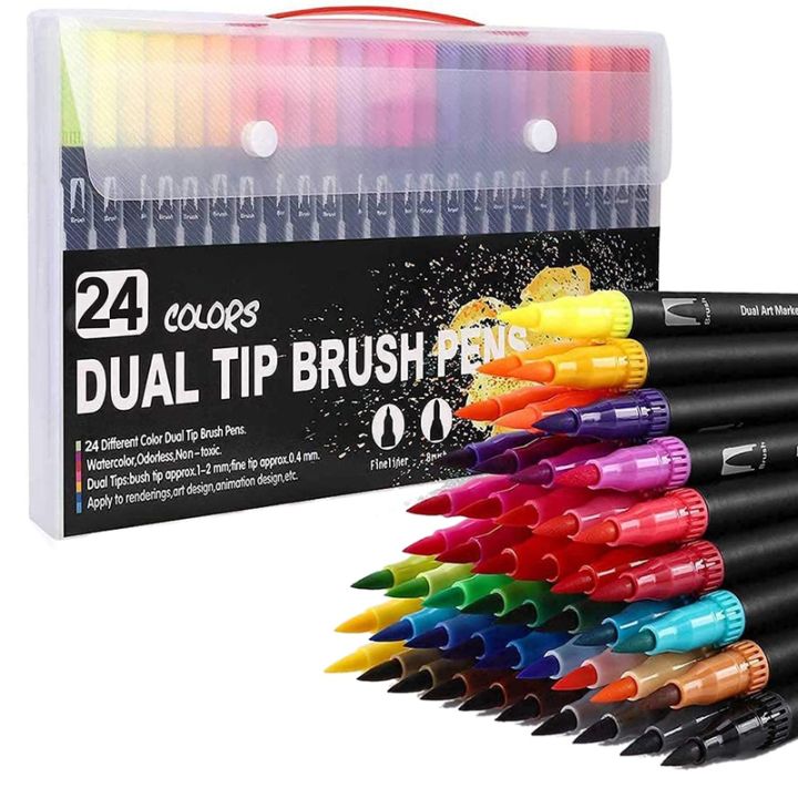 Smart Color Art - Dual Tip Brush Pens with Fineliner Tip Art Marker (48  Unique Colors) 