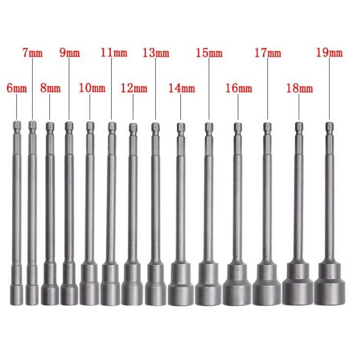 1ชิ้น6มิลลิเมตร-19มิลลิเมตรประแจขันน็อตหกเหลี่ยมยาวหัวเจาะ150มิลลิเมตรอะแดปเตอร์สำหรับไขควงไฟฟ้าเครื่องมือชุดไขควงหัวแฉกประแจ