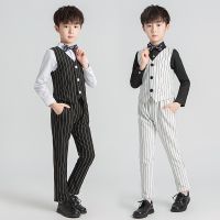 [COD] 2022 Childrens Boys Striped Three-piece Set Host Performance Costumes