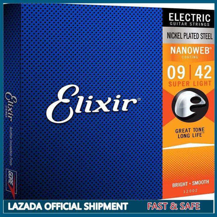 new-elixir-nanoweb-สายเคลือบกีตาร์ไฟฟ้า-6-amp-12-ชุดสายกีตาร์ไฟฟ้าแบบเลือกวัดที่สร้างขึ้นด้วยลวดห่อเหล็กชุบนิกเกิล