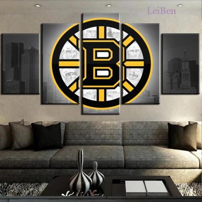 Five-Piece Wall Art Poster Ice Hockey City Logo Hd Photography Picture Sports Canvas Painting Home Decoration Mural Frameless