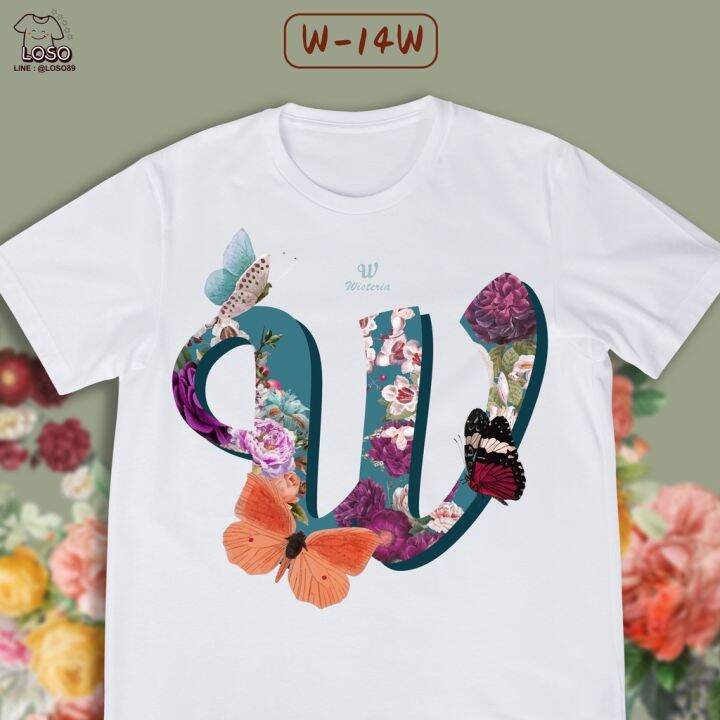 เสื้อลายตัวอักษร-abc-blossom-ดอกไม้-v-w-x