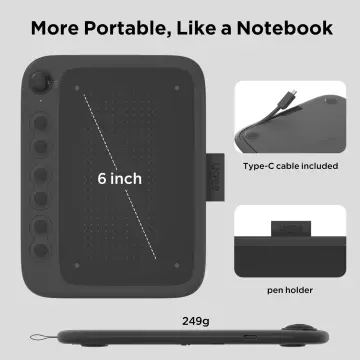 Ugee Drawing Tablet S640 Digital Graphics Pad with Battery-Free Stylus Tilt Function 8192 Pressure Sensitivity 10 Express Keys Pen Tablet For.