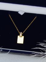 Light luxury niche square brand necklace womens exquisite engraved letters square brand broken diamond inlaid pendant versatile titanium steel clavicle chain women ◄