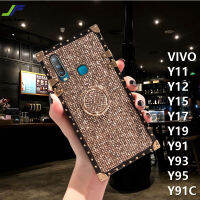 JieFie สำหรับ VIVO Y16 / Y22 / Y22S / Y35 / Y02S / Y11 / Y12 / Y15 / Y17 / Y19 / Y91C / Y91 / Y93 / Y95 / Y50/Y30แวววาวเพชรเต็มเคสโทรศัพท์ฝาครอบเคสป้องกันพร้อมขาตั้งแบบห่วง