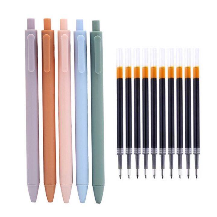 25pcs/set  Black Ink Simple Macaron Color Press Pen Student Exam Gel  Pen Learning Office Press Black Water Pen 