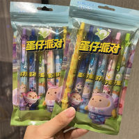 6PCS/set Egg Party Click ball pen cartoon cute black gel pen stationery for students